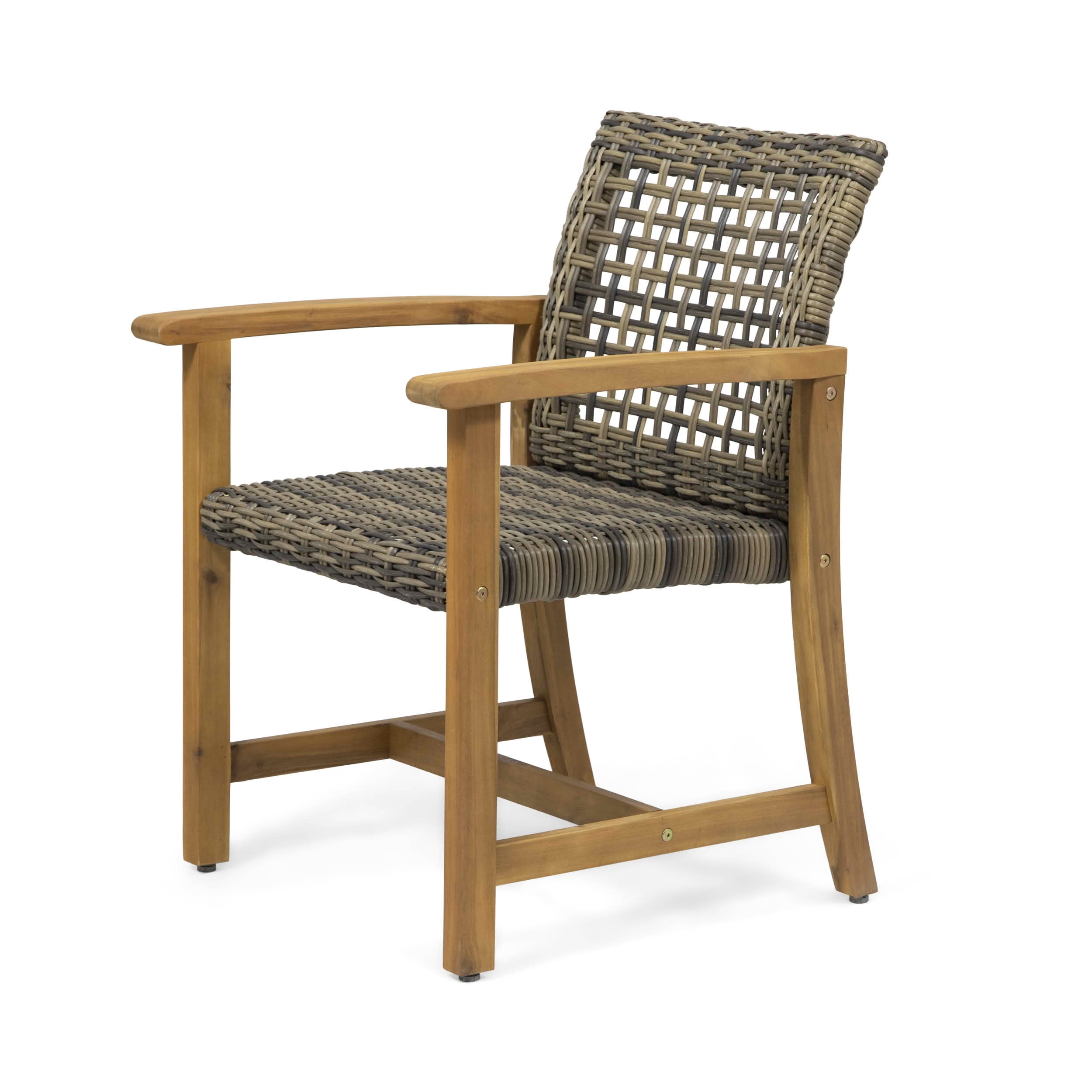 MAYEERTY Set of 2 Patio Acacia Wood Outdoor Dining Chairs with Woven Seating 400lbs Capacity