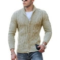 thumbnail image 1 of Innerwin Outwear Solid Color Men Sweaters Travel Long Sleeve Knitted Cardigan Sweater Light Brown XL, 1 of 2