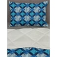 thumbnail image 3 of Ikat Comforter & Sham Bedding Set, Hand Drawn Doodle Diagonal Squares with Sketchy Look in Blue Shades, 3 pcs Duvet Set Microfiber Filling Quilt, 5 Sizes, Pale Blue Dark Blue, by Ambesonne, 3 of 4