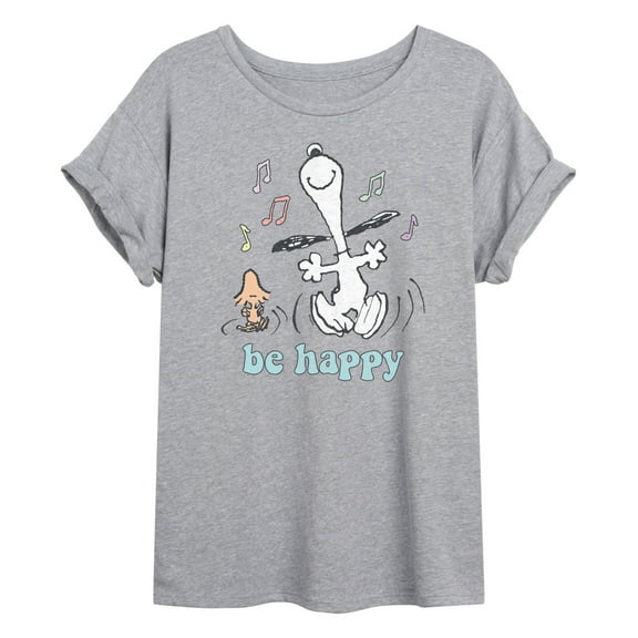 Peanuts - Be Happy Snoopy And Woodstock - Women's Oversized T-Shirt