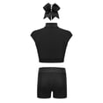 thumbnail image 2 of Haitryli Kids Girls Cheerleading Outfits Athletic Rhinestone Crop Top with Shorts and Headwear Yoga Costume Black 16, 2 of 5