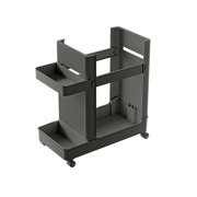Black Modular Plastic Storage Basket With Wheels For Yoga Mat Fitness Equipment Badminton Rackets And Home Organization Multifunctional Utility Cart