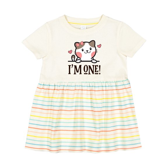 Inktastic Babys 1st Birthday Kitty 1 Year Old Girl Girls Baby Dress