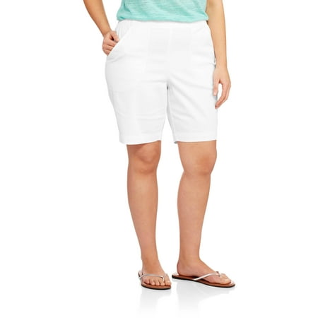 Women's Plus-Size Pull-On Stretch Denim Shorts - Walmart.com