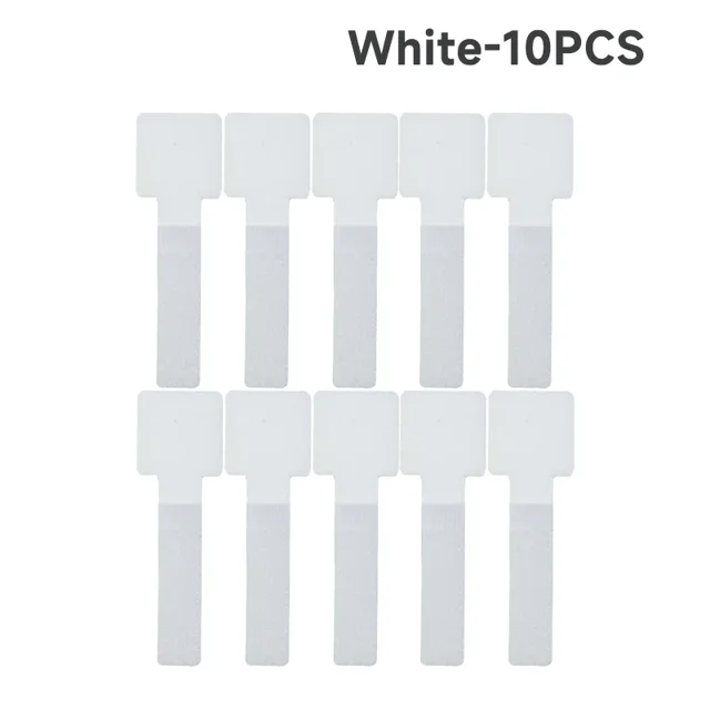 10PCS Self Adhesive On Wall Mounted Desk Reusable T-Type Cable Cord Organizer Nylon Hook Loop Wrap Bundle Data Cable Tie Wire White-10PCS 28X90mm