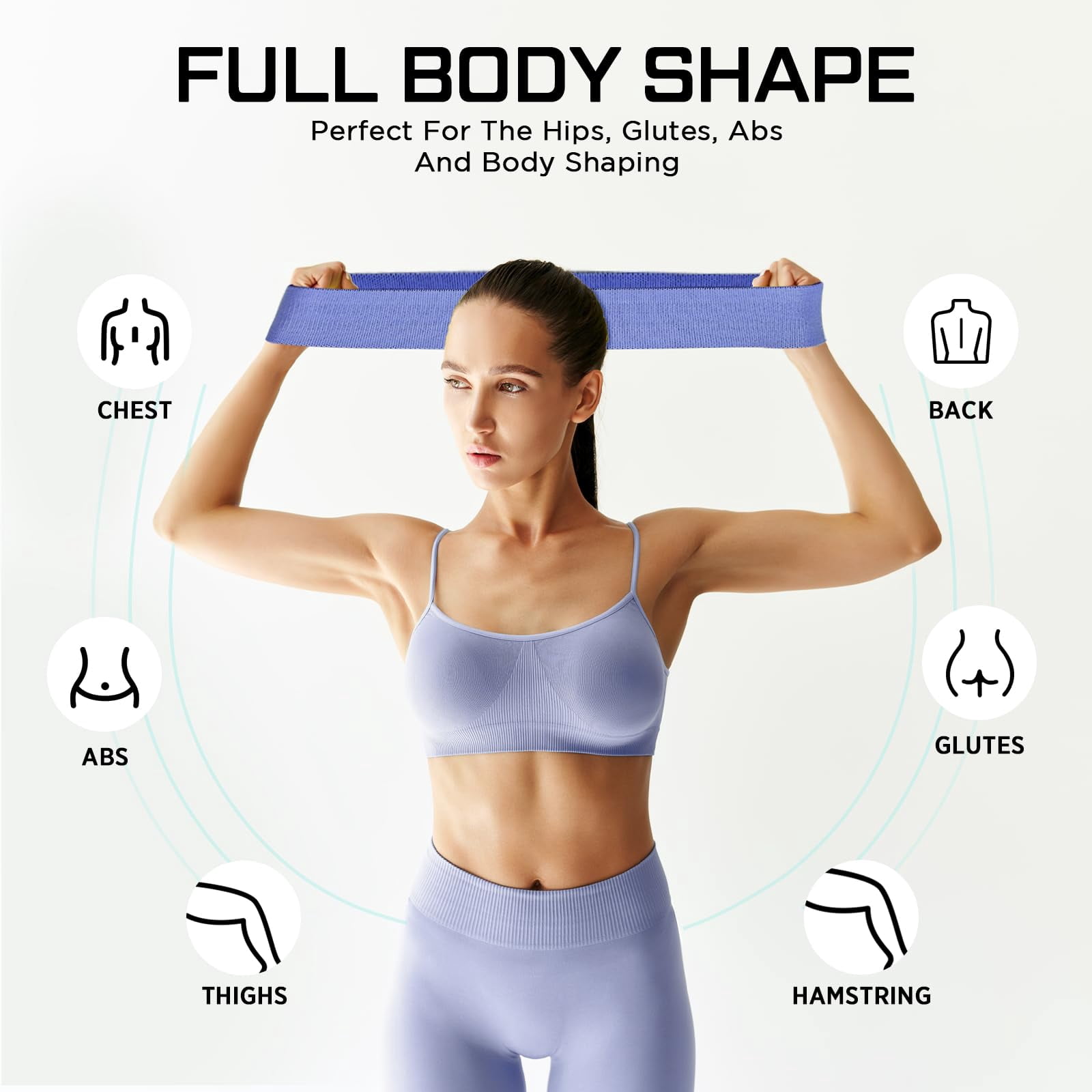 12 Pcs Fabric Resistance Bands for Working Out Booty Workout Stretch Exercise Bands Non Slip for Legs Squat Resistance Loop for Women Men Starter Butt Hip Thigh Fitness