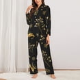 thumbnail image 2 of Fuzoiu Christmas Gold Deers1 Print Women's Long-Sleeved Pajama,Lounge Button Down Nightwear,Womens Notch Collar Pajama Set-Large, 2 of 7