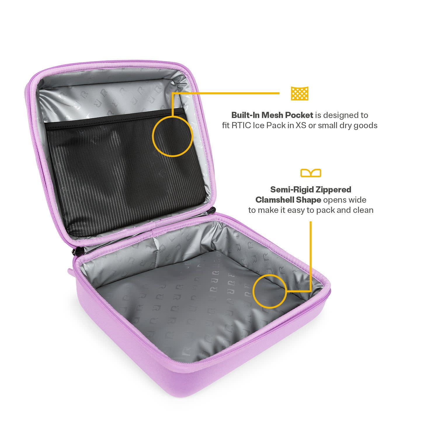 RTIC Lunch Trio, Lunch Box, Container and Ice Pack, Insulated, Leak Proof, Lavender