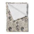 thumbnail image 2 of Compass Soft Flannel Fleece Throw Blanket, World Map Pattern with Aged Background Maritime Directions Continents, Cozy Plush for Indoor and Outdoor Use, 70" x 90", Black Grey Tan, by Ambesonne, 2 of 5