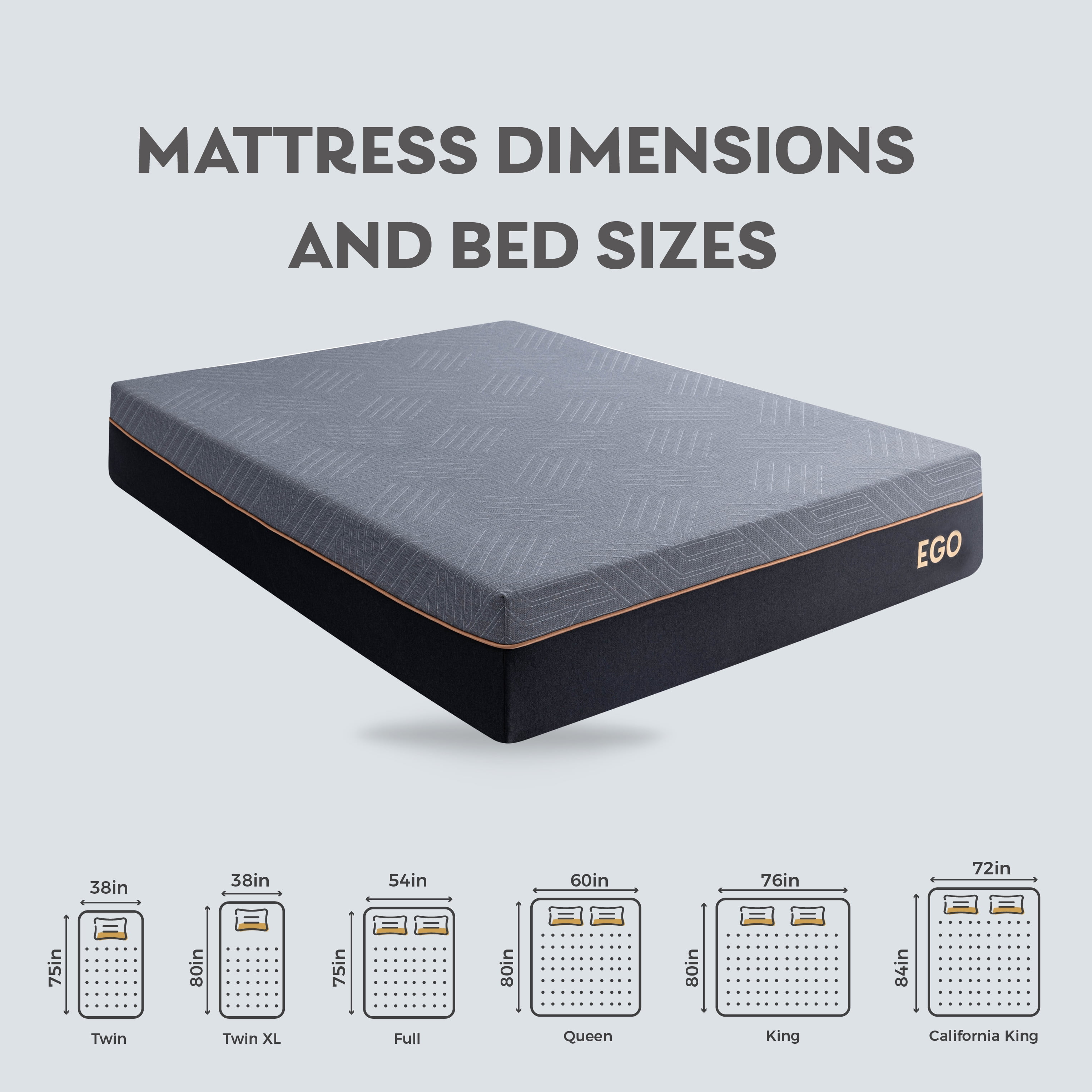 MLILY Ego Black 12 inch Queen Mattress in a Box, Gel Memory Foam Mattress, Medium