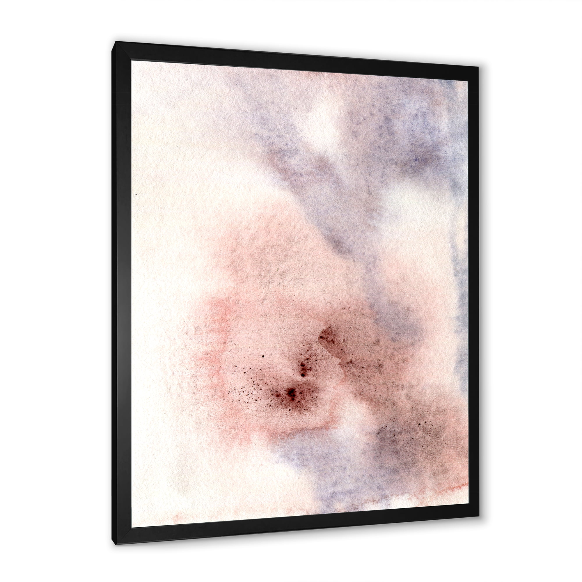 Designart 'Pastel Abstract With Pink Blue Beige and Red Spots' Modern Framed Art Print