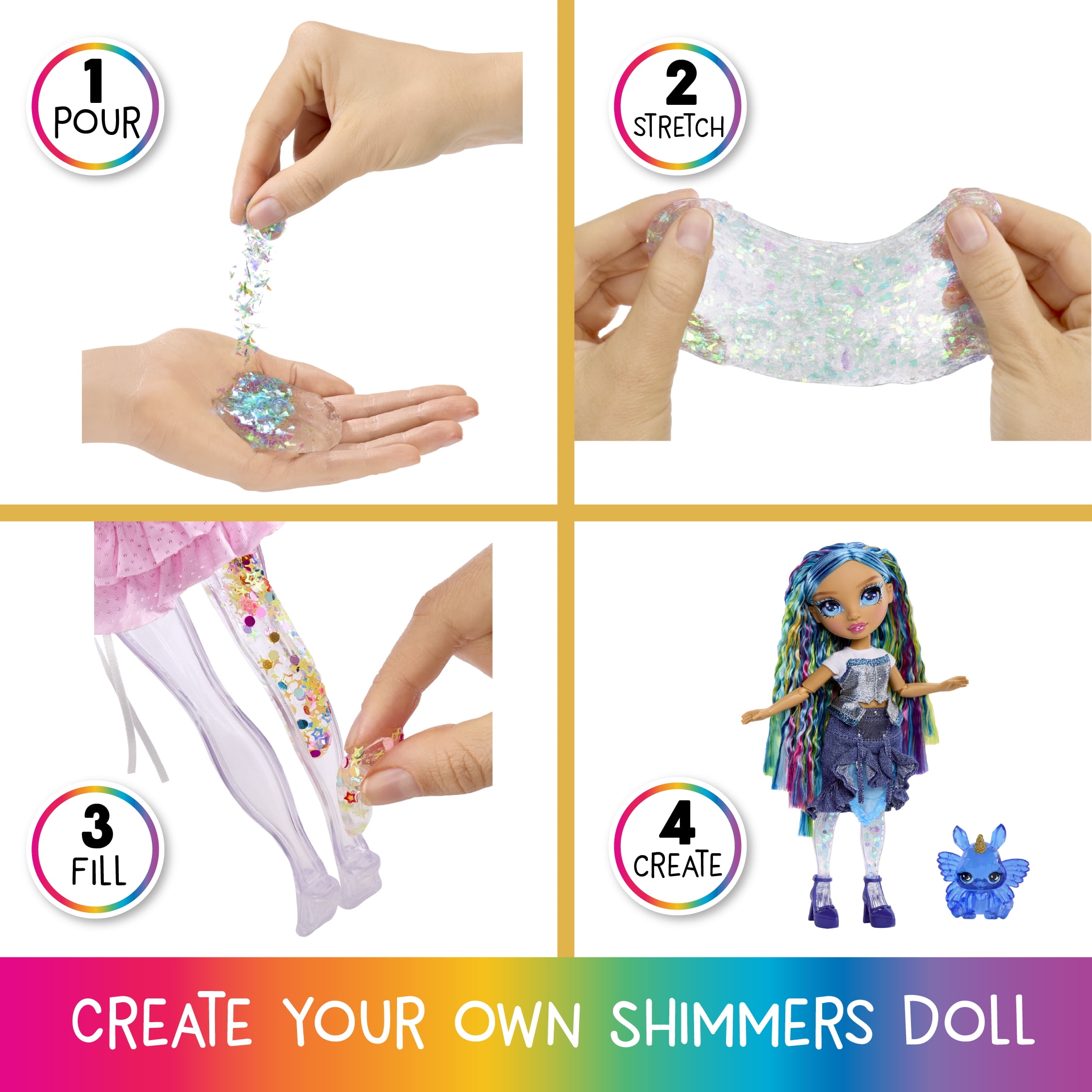 Rainbow High Rainbow Shimmers with Slime – Skyler, Blue 11”, Create a Rainbow Fashion Doll, Slime