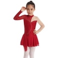 thumbnail image 4 of Zaldita Kids Girls Mesh Splice Long Sleeve Sequins Gymnastics Ballet Dance Dress Ice Skating Dress Dancewear Red 12, 4 of 7