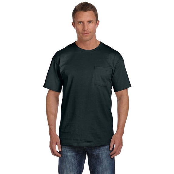 Fruit of the Loom Men's 100-percent Black Heavy Cotton HD Pocket Undershirt (Pack of 6) S