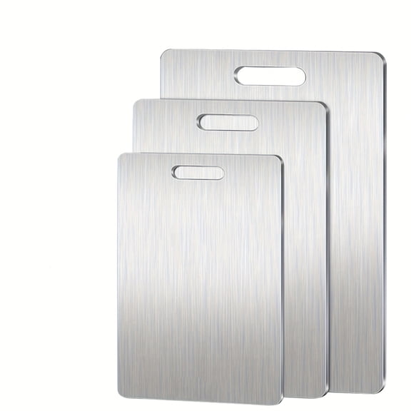 3 Pack Stainless Steel Cutting Board, Double-Sided Food Grade Cutting Board, Perfect for Various Cooking Tasks