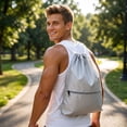 thumbnail image 5 of Drawstring Backpack with Front Zipper Pocket, Large Capacity Water Resistant Oxford Cloth Sports Sack Bag for Gym, Basketball, Travel, Outdoor, 5 of 6