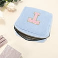 thumbnail image 3 of Unique Bargains 1 Pc Letter t Pattern Makeup Bag for Travel Blue Corduroy, 3 of 6