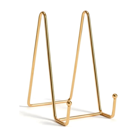 3 Pack 6 Inch Gold Metal Easel Stands, Tabletop Display for Picture Frames, Decorative Platters & Plaques