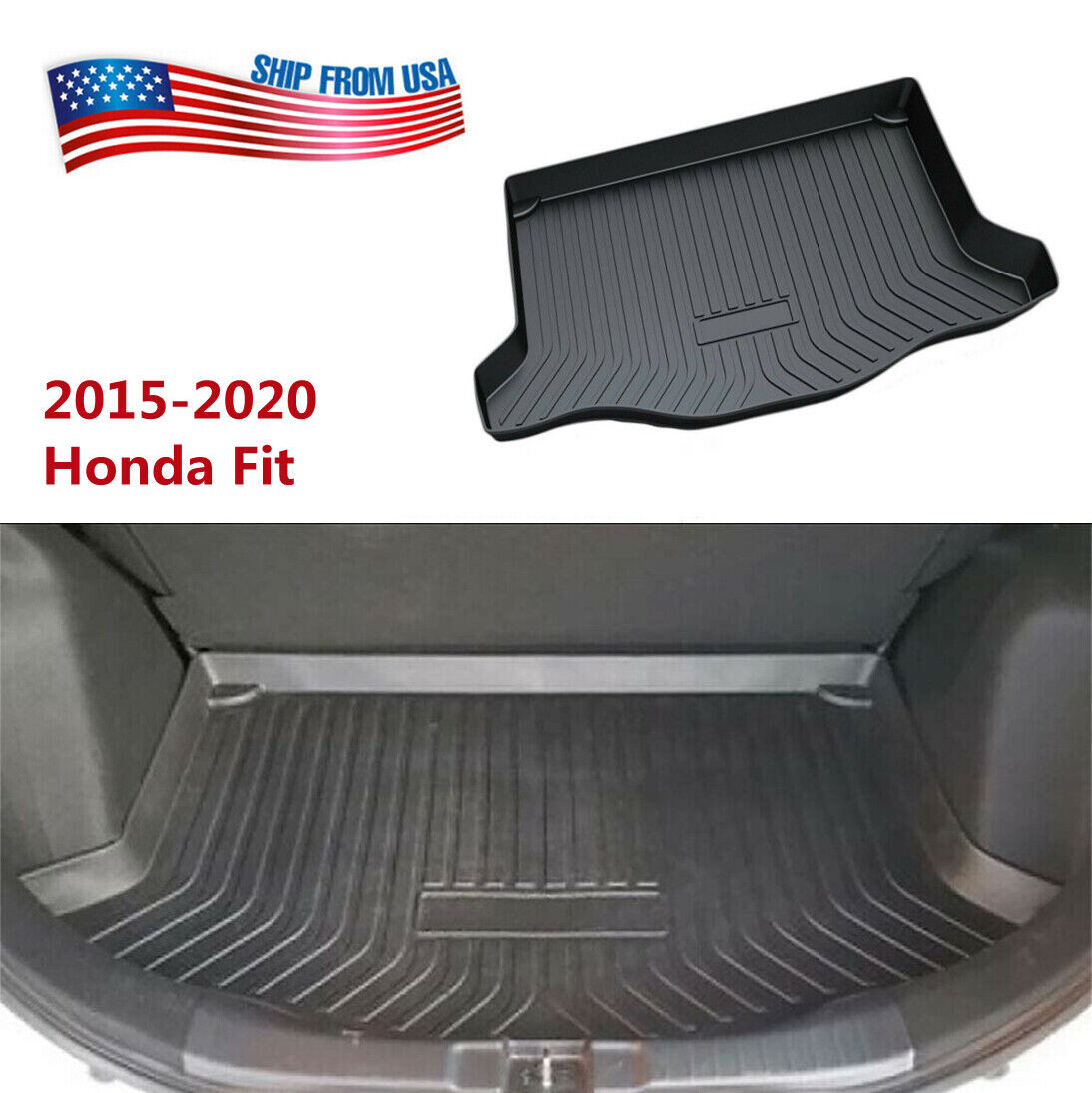 OMAC Semi-Custom Fit Trunk Cargo Mat – Waterproof Black Rubber Liner For Kia (1 Piece, Trimmable)