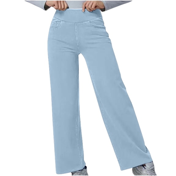 XPMWRP Wide Leg Jeans for Women High Waisted Stretchy Baggy Denim Pants Trendy Tummy Control Straight Leg Bootcut Pants Sky Blue XXL