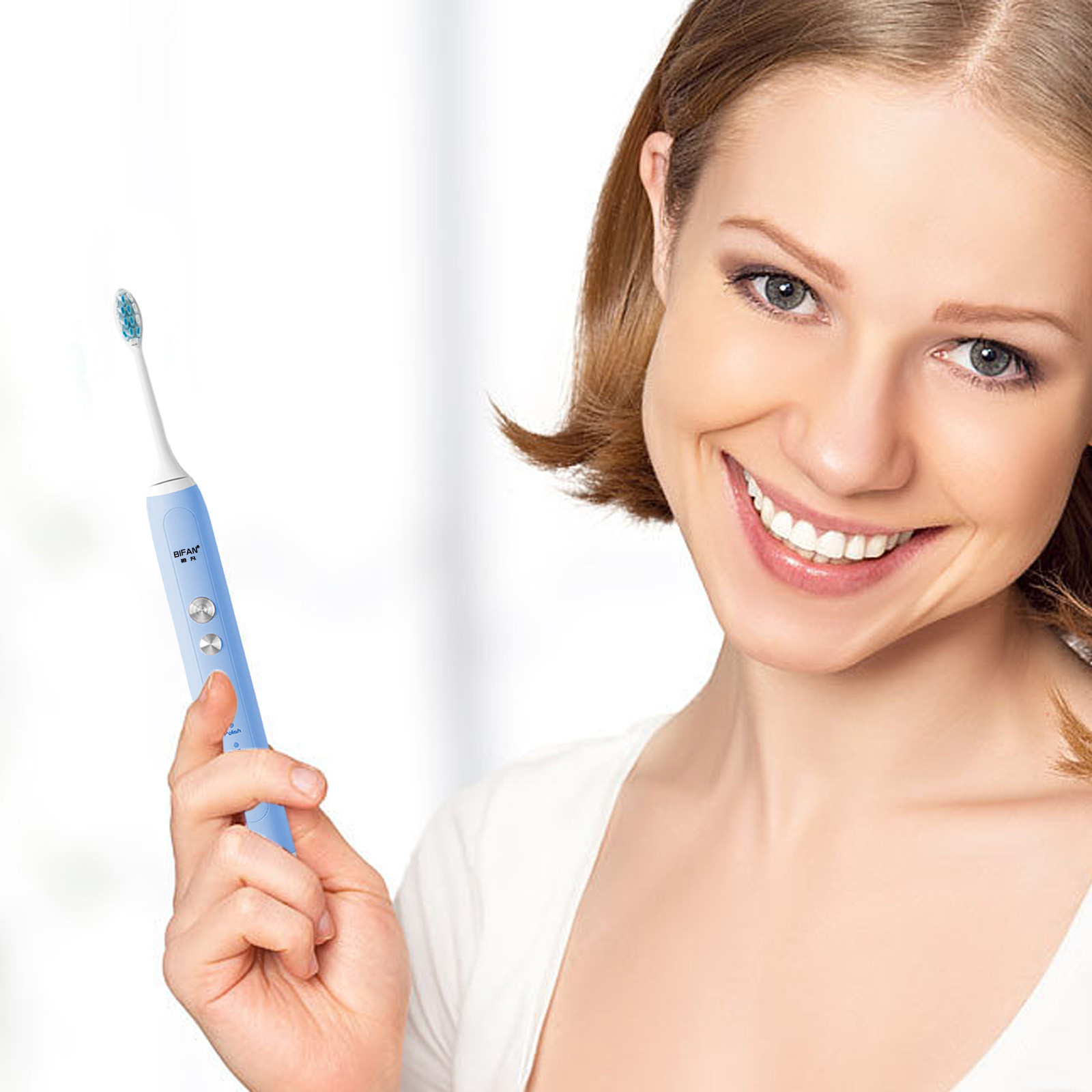 Wovilon USB Charging Toothbrush, Toothbrush With 4 Brush Heads, Smart 5-ModesTimer Toothbrush IPX7