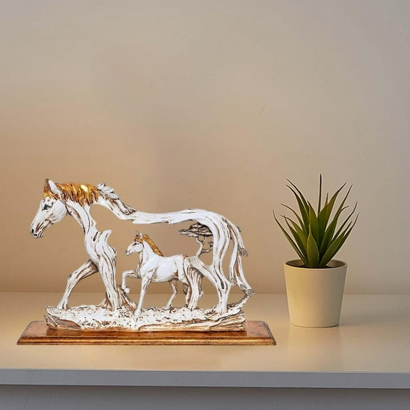 Galloping Horse Statue Resin Sculpture Home Decor Ornaments 16x6x13cm