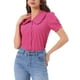 thumbnail image 1 of BLUSA CHIC para Mujeres con Cuello Peter Pan, Manga Corta Abullonada, Camisa Retro L Color Rosa Fucsia, 1 of 6