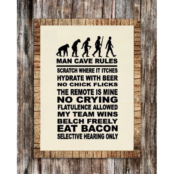 Decal ~ MAN CAVE RULES #2~ WALL DECAL, HOME DECOR 13" X 21"