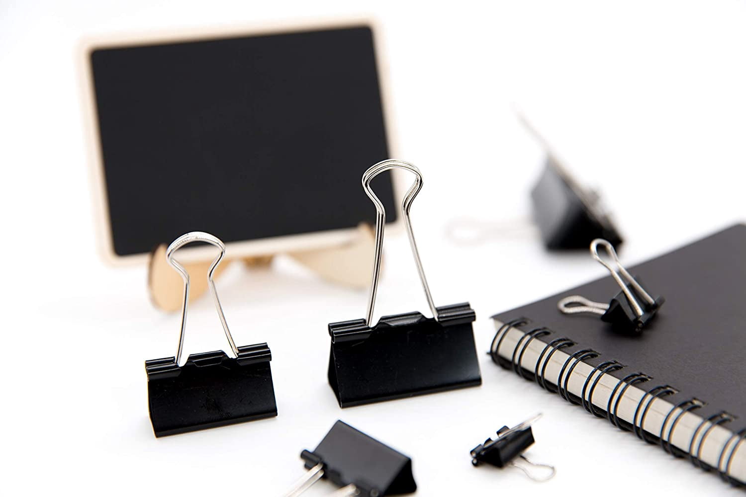 Binder Clips Paper Clamps Assorted Sizes 100 Count (Black), X Large, Large, Medium, Small, X Small and Micro, 6 Sizes in One Pack, Meet Your Different Using Needs.