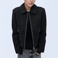 thumbnail image 6 of Women'S Jacket with Zipper Long Sleeve Turn Down Collar Casual Coat with Pockets for Autumn Winter Black S, 6 of 9