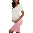thumbnail image 6 of THDHVS Maternity Dress Summer,Maternity Dress for Baby Shower,Woman' Fashion Print Pleated Maternity Skirt Short Sleeve Round Neck Mid Calf Dress Multicolor M, 6 of 6
