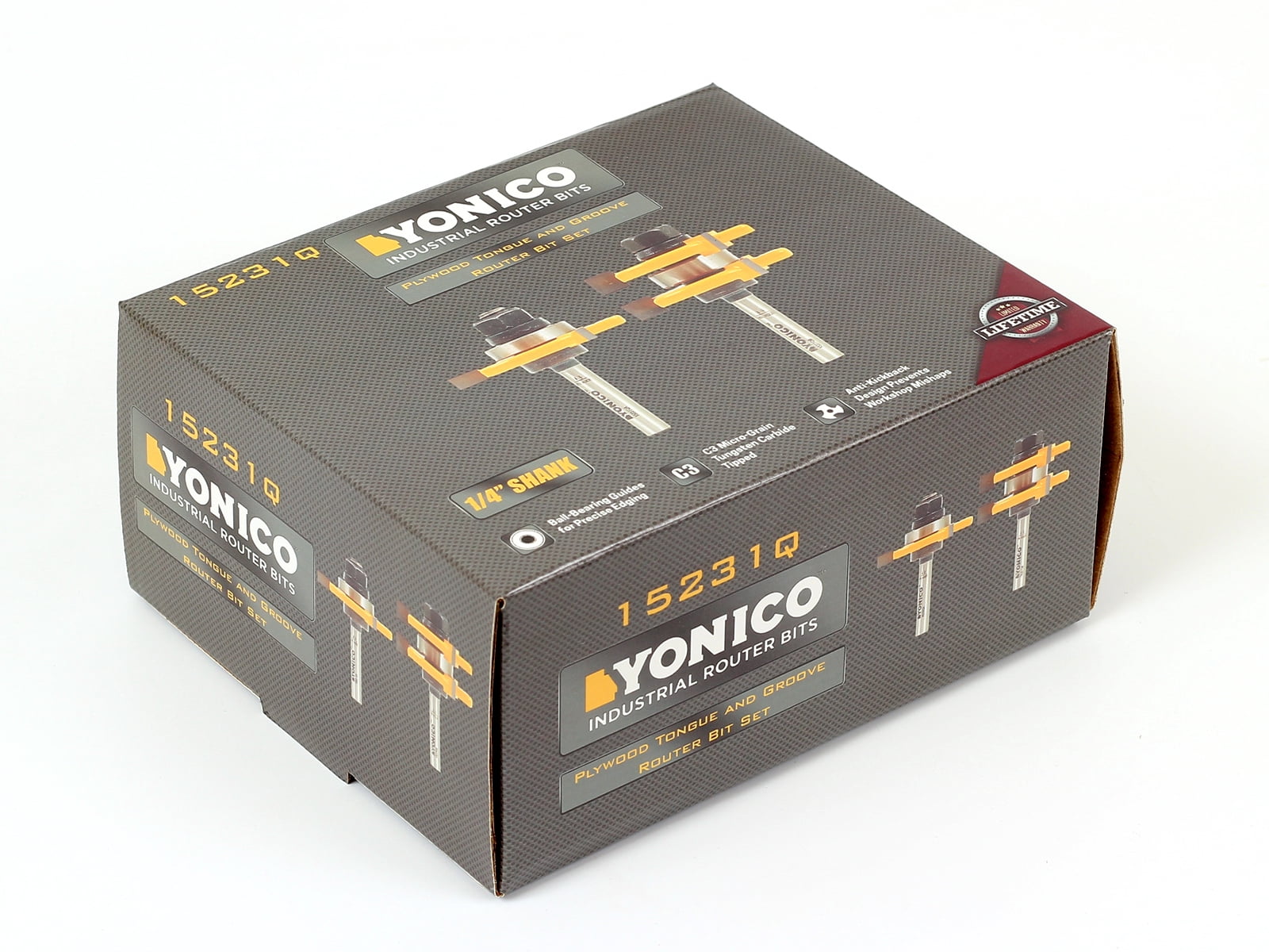 Yonico 15231q 1/4-Inch Plywood 2 Bit Plywood Tongue and Groove Router Bit Set 1/4-Inch Shank