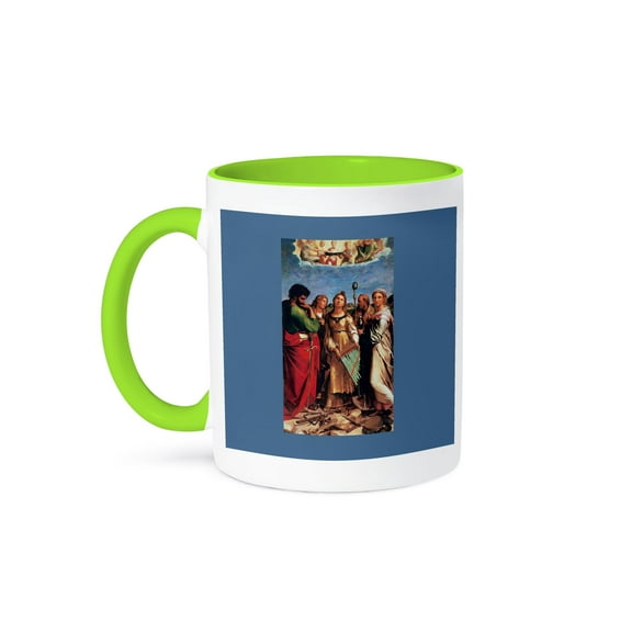 3dRose, St Cecilia with Attendant Saints 1515 by Raphael, 11oz Two-Tone Green Mug