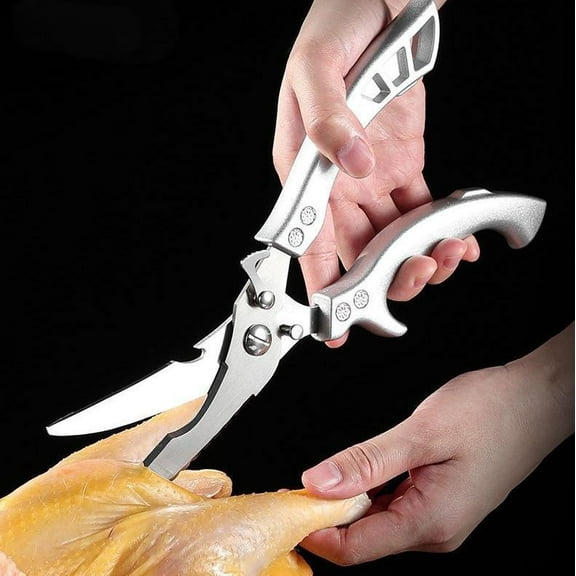 Heavy Duty Poultry Shears, Kitchen Shears with Non-Slip Handle & Safety Lock, All Purpose Kitchen Scissors for Chicken, Meat Cutting, Turkey, Fish, Vegetables, Spring Loaded
