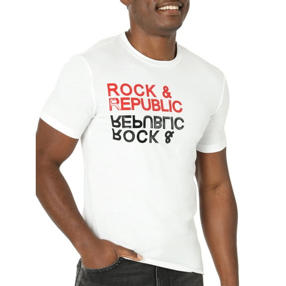 Rock & Republic Men's Short Sleeve Crew Neck Mirror Logo Tee