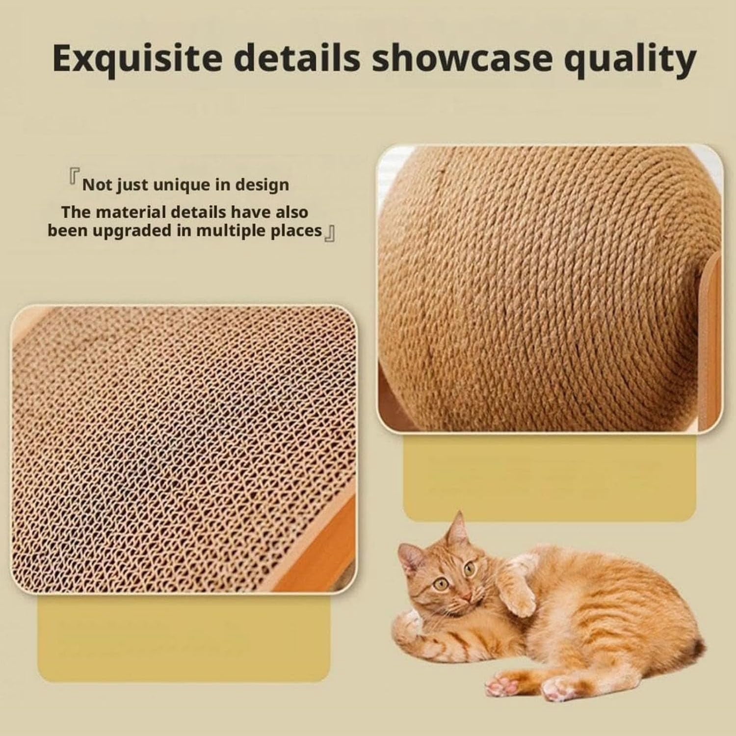Cat Scratching Ball On Stand - Solid Wood Interactive Cat Scratcher, with Arch Bridge and 360° Rotating Natural Sisal Ball for Indoor Cat Kittens (Small)