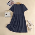 thumbnail image 6 of ZenCart Women's Cotton Linen Summer Dress Round Neck Short Sleeve Midi Dress Loose Casual Beach Vacation Flowy Dress with Pockets, 6 of 8