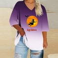 thumbnail image 2 of FDGIU Halloween Shirts for Women Women's Halloween Fashion Daily Printed V-neck Three Quarter Sleeve 3/4 Sleeve T-shirt Large Loose Top Spooky Season Graphic, 2 of 4