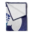 thumbnail image 2 of Fence Soft Flannel Fleece Throw Blanket, Cats in Love Watching Full Moon at Night Valentines Romantic Cartoon, Cozy Plush for Indoor and Outdoor Use, 50" x 60", Indigo Cobalt Blue White, by Ambesonne, 2 of 5