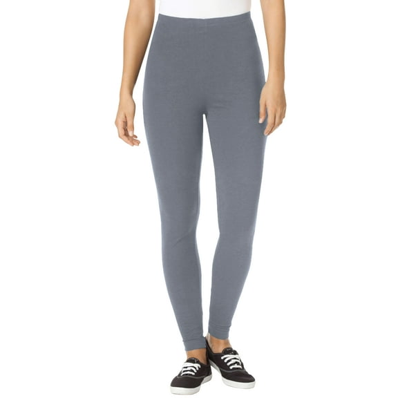 Woman Within Plus Size Stretch-Cotton Knit Pull-On Leggings