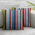thumbnail image 3 of Heduofu Corded Decorative Indoor/Outdoor Square Throw Pillow, Perfect for Patio Decor - Colorful Stripe White, 3 of 5