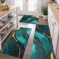 thumbnail image 2 of Green and Gold Marble Glitter Waves Pattern Kitchen Rugs Sets Of 3,Kitchen Runner Rugs Non Skid Washable,Decorative Kitchen Floor Mats for Kitchen,Sink,Laundry,17"x30"+ 17"x47" + 17"x59", 2 of 6