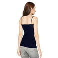 thumbnail image 3 of Juniors Camisole Built-in Shelf Bra Adjustable Spaghetti Straps Tank Top (2 Pk- Navy / Black, Small), 3 of 3