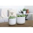 thumbnail image 2 of Urban Trends Collection 25047 Ceramic Round Vase with Engraved Diamond Design Body, White - Set of 2, 2 of 2