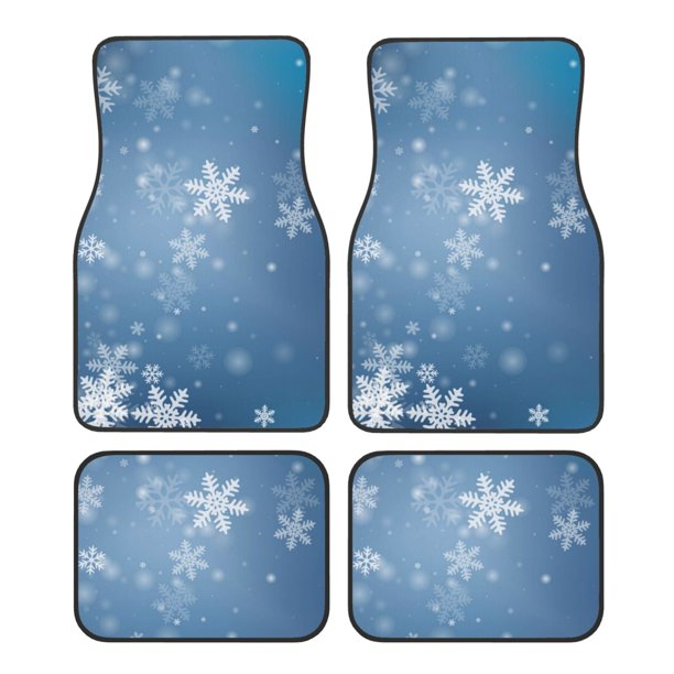 Fotbe Snowflakes1 Juego de 4 Tapetes para Auto con Estampado – Alfombrillas de Goma Reforzada, Diseño Antideslizante, Protección para Todo el Año – Vehículos, Autos, Camionetas y SUVs