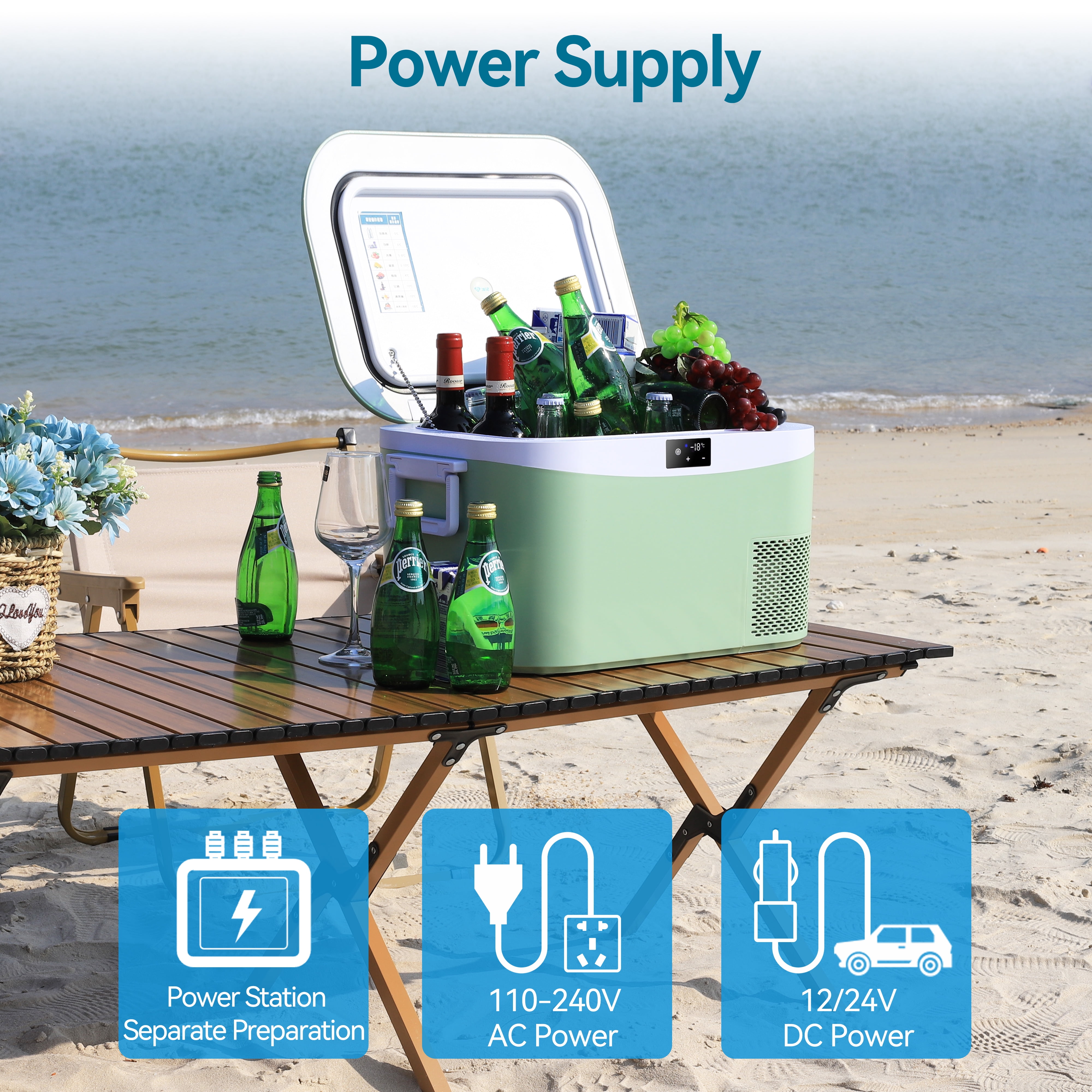 B BINGI Portable Car Refrigerator Cooler 13.5 Quart 12V/24V DC 110
