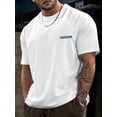 thumbnail image 1 of Camiseta de manga corta con cuello redondo y estampado geométrico azul sencillo con la letra "Ellorheart" para hombre. Camiseta informal, cómoda y ligera para adultos, hombres, mujeres, adolescentes y, 1 of 5