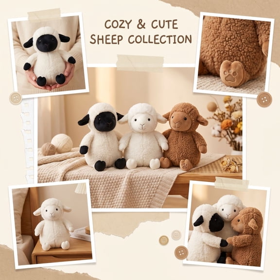 Brown Lamb Stuffed Animal, Lamb Plush, Cuddle Companion, Nursery Decor, 16X10 Inch Soft Plush Furry Lamb Doll Plush Fleece Hugging Plush for Sheep Lovers As Birthday Gift, Kids