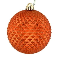Vickerman 6" Burnished Orange Durian Glitter Ball Ornament, 4 per Bag
