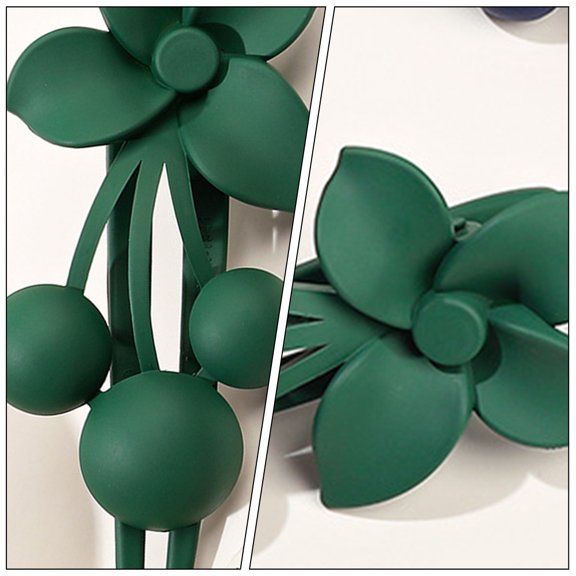 ETEREAUTY 3-Pack French Hair Styling Clips with Flower Design, No Crease Green Hair Accessories for Women